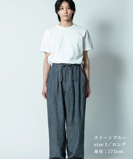 【 ORIYATO 】バンブーリネンドロストパンツ ( ストーンブルー )