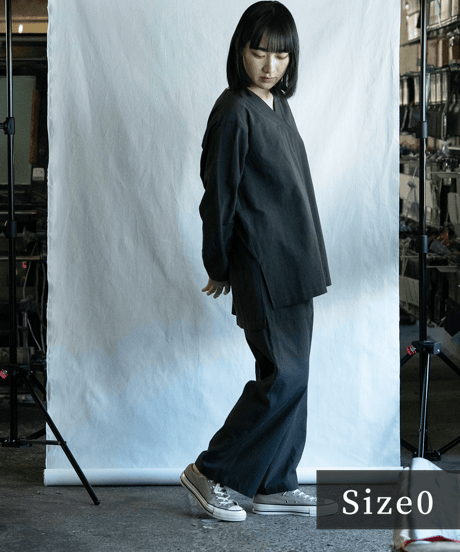 《パジャマ》タイプライタークロス　パンツ（スミクロ／サイズ0）〈 premium sleepwear 〉