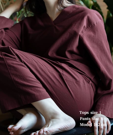《 パジャマ 》タイプライタークロス パンツ ( ラムレーズン )〈 premium sleepwear 〉