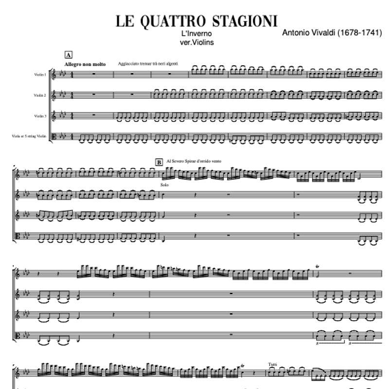 ヴィヴァルディ ヴァイオリン協奏曲集『和声と創意の試み』四季より冬