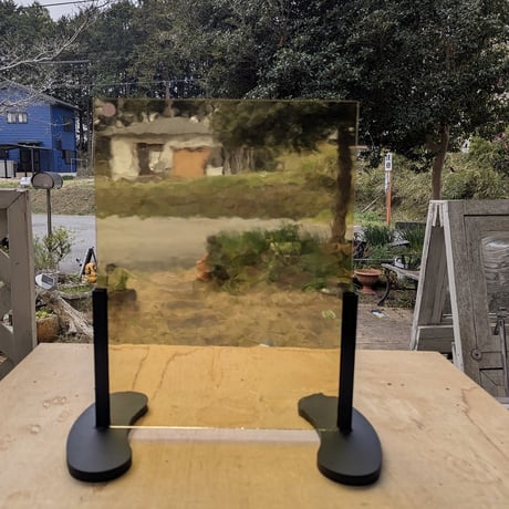 アンティークステンドグラス木製額 ステンドグラス オレンジの木 色彩オレンジ色のランプ オレンジ色のステンドグラス | iichi