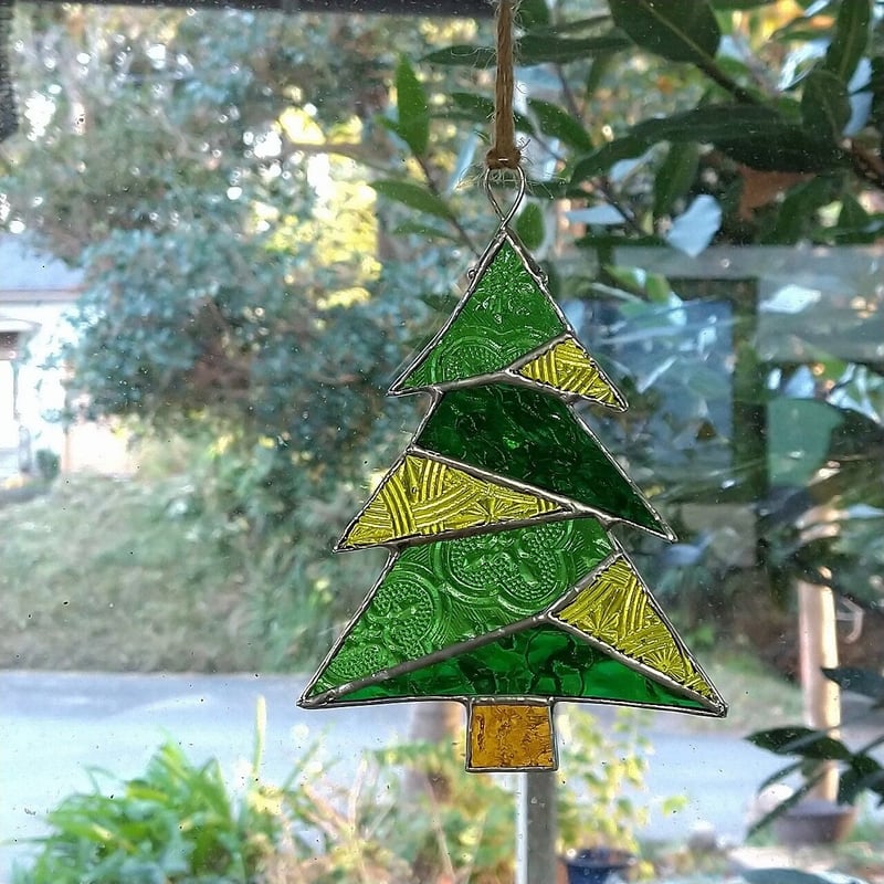 カット済みキット】3色クリスマスツリーのサンキャッチャー/グリーン