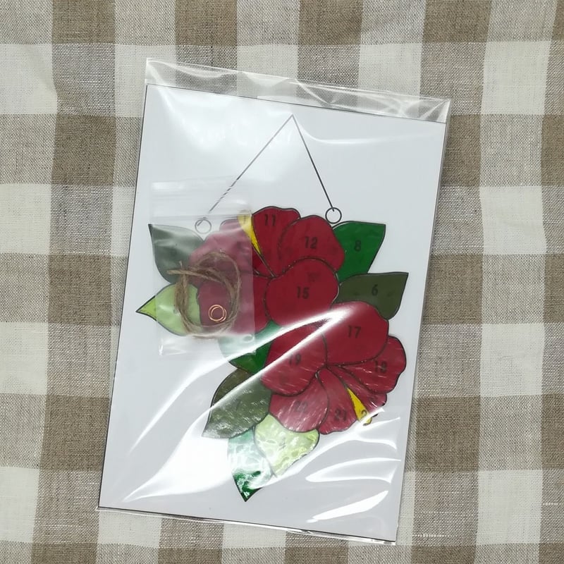 ステンドグラス No.2 カット済みキット】2輪のハイビスカス・サンキャッチャー