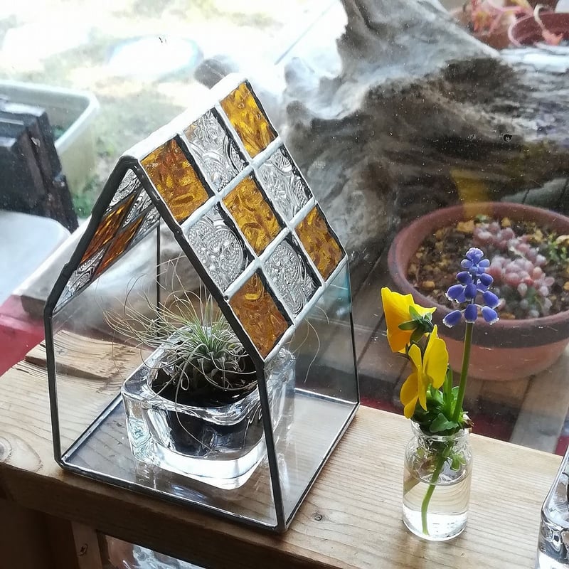 カット済みキット】テラリウムハウス・アンバー&クリア・ガラスポット