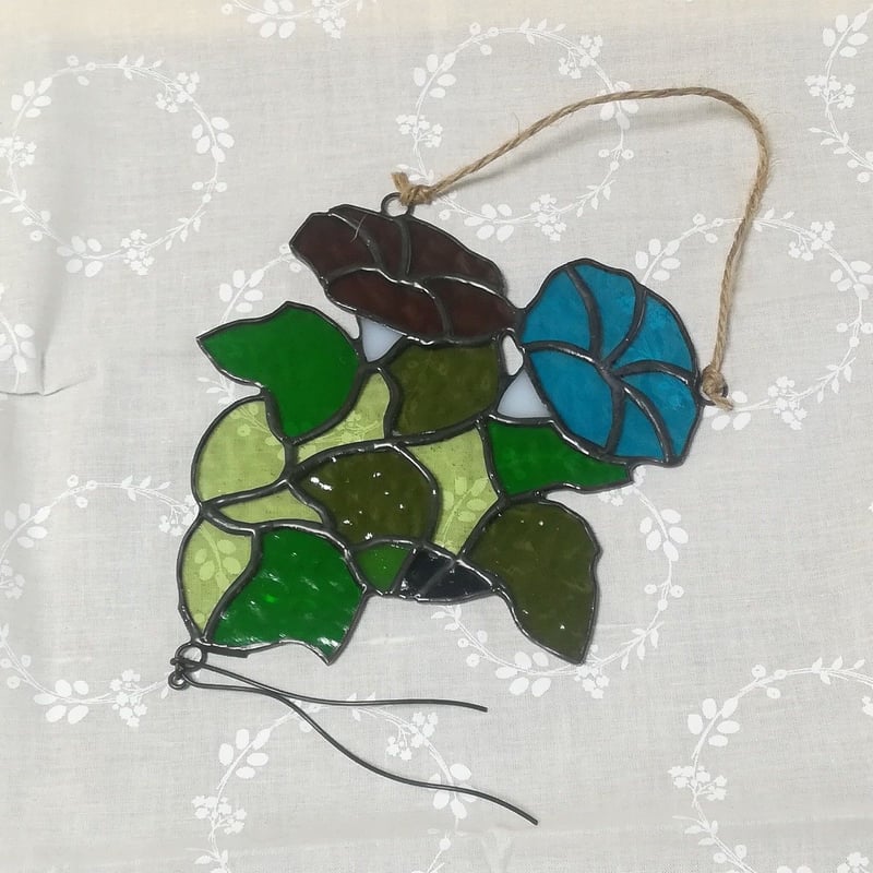 新品 夏・ゼブラアゲハ蝶と朝顔 カナダ・ステンドグラス社　ちょうちょ　あさがお 新品 夏・ゼブラアゲハ蝶と朝顔 カナダ・ステンドグラス社