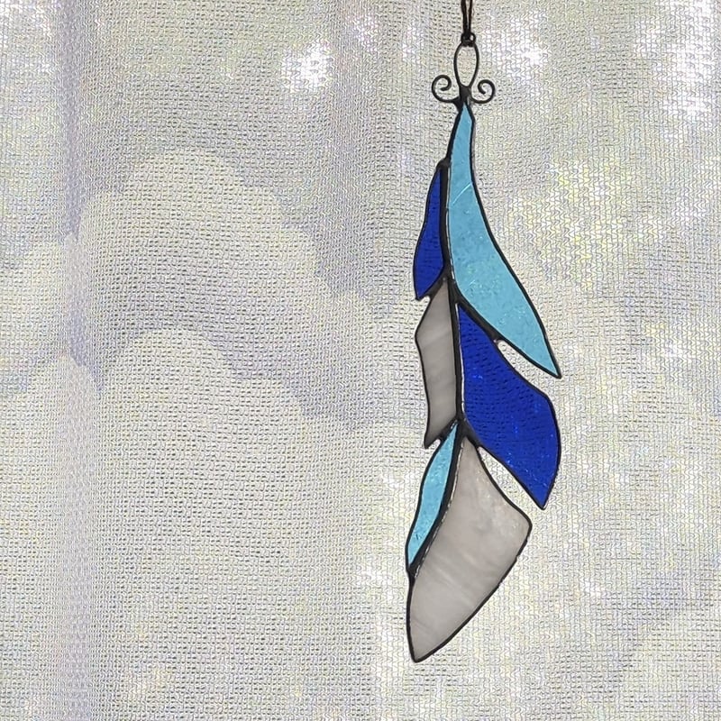 カット済みキット】羽根のステンドグラス2・ブルー、アクアブルー