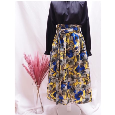 即納商品/elegant flower skirt (brown)