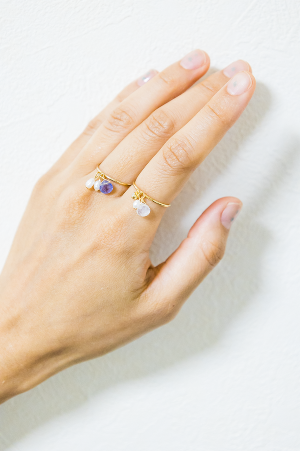 14kgf ブルームーンストーンと淡水パールのリング 11号（品番ES