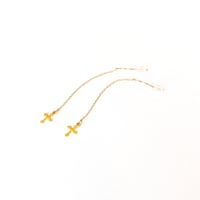 ゴールドチェーンクロスピアス／イヤリング -  Gold Chain Cross Earrings