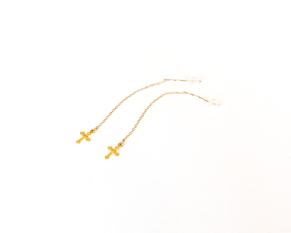 2点【匿名配送】【送料無料】 刻印あり22K ゴールド クロス パヴェ