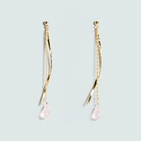 ローズクオーツピアス/ イヤリング - Rose Quartz River Earrings  (品番ES-2)