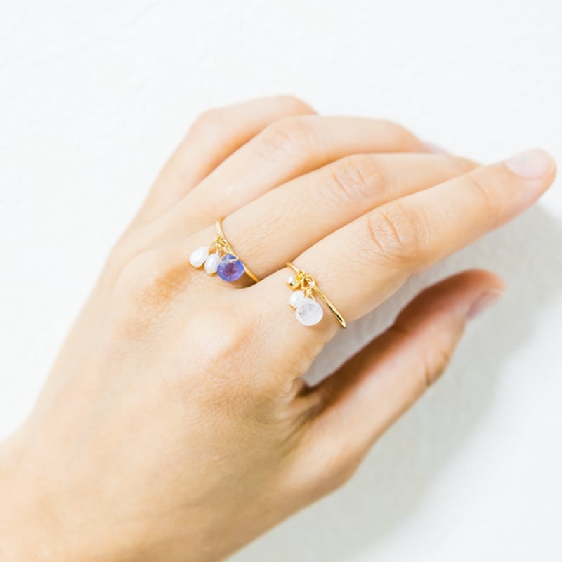 ◇14kgf◇ブルーフローライト×淡水パール ロングチャーム ◇14kgf