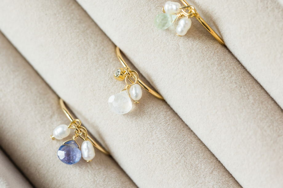 ◇14kgf◇ブルーフローライト×淡水パール　ロングチャーム 14kgf ブルームーンストーンと淡水パールのリング 11号（品番ES