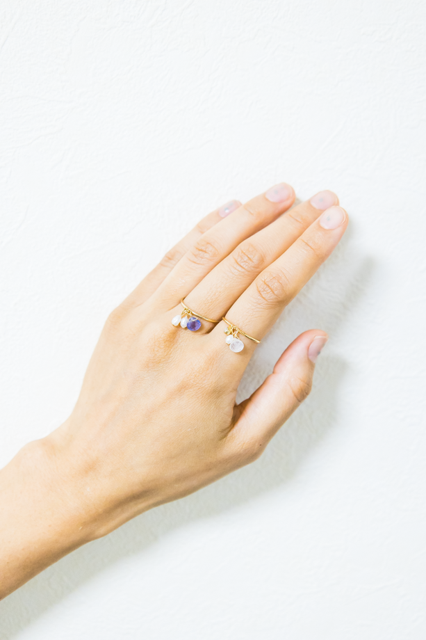 14kgf ブルームーンストーンと淡水パールのリング 11号（品番ES