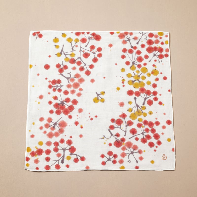 ガーゼハンカチ / サンキライ / 手描き染め | 染め屋ひよこまめ