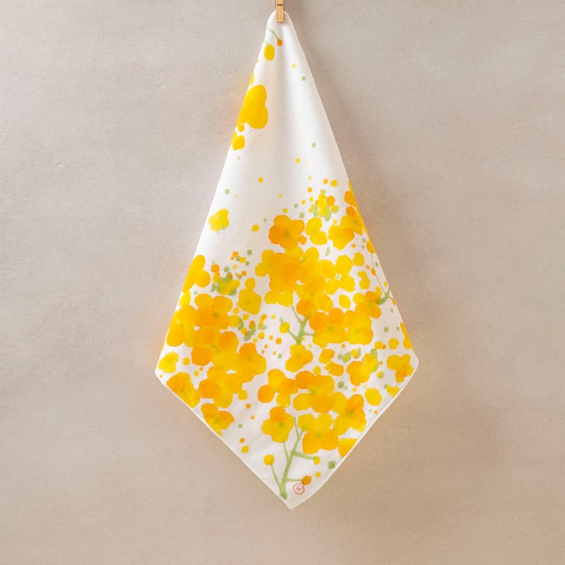 ガーゼハンカチ / 菜の花 / 手描き染め | 染め屋ひよこまめ