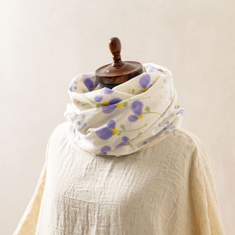 ストール / 雨にツユクサ・紫 / 伊勢木綿 | 染め屋ひよこまめ