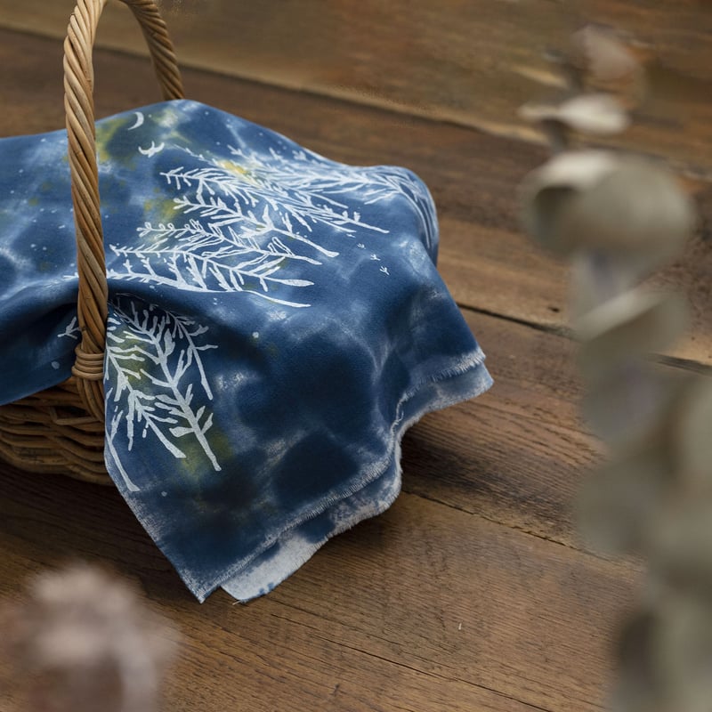 手ぬぐい / よるの森 / 伊勢木綿 | 染め屋ひよこまめ