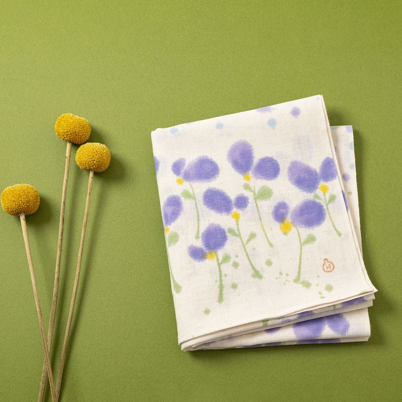 ストール / 雨にツユクサ・紫 / 伊勢木綿 | 染め屋ひよこまめ