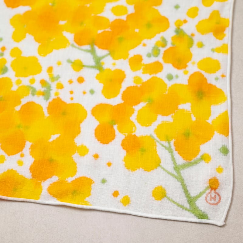 ガーゼハンカチ / 菜の花 / 手描き染め | 染め屋ひよこまめ