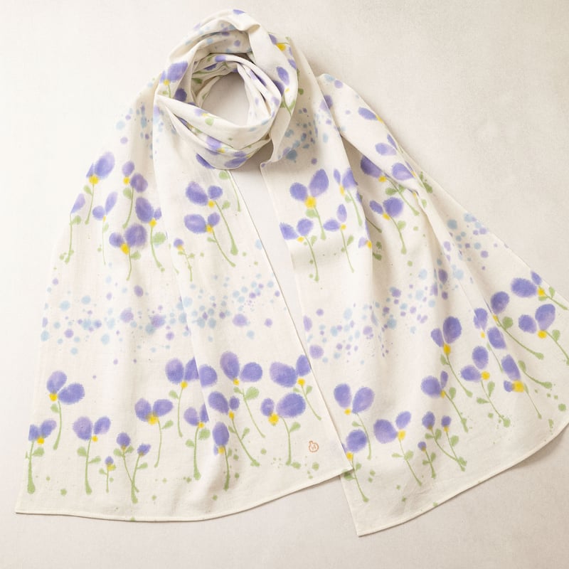 ストール / 雨にツユクサ・紫 / 伊勢木綿 | 染め屋ひよこまめ