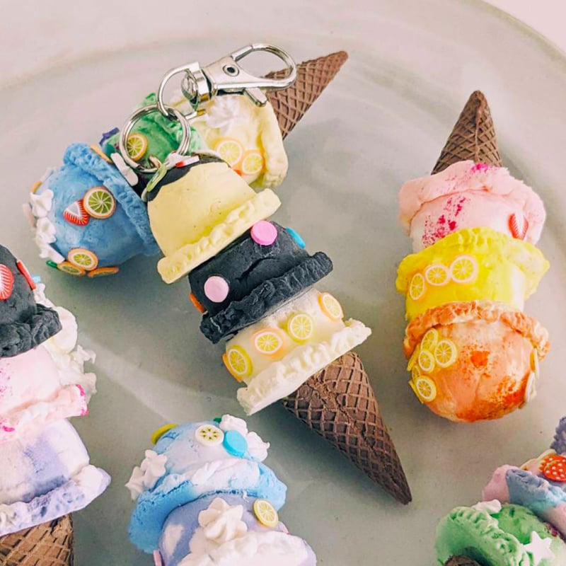 3段重ねのアイスクリームキーホルダー 8/5(月)全3回 [cafe 634