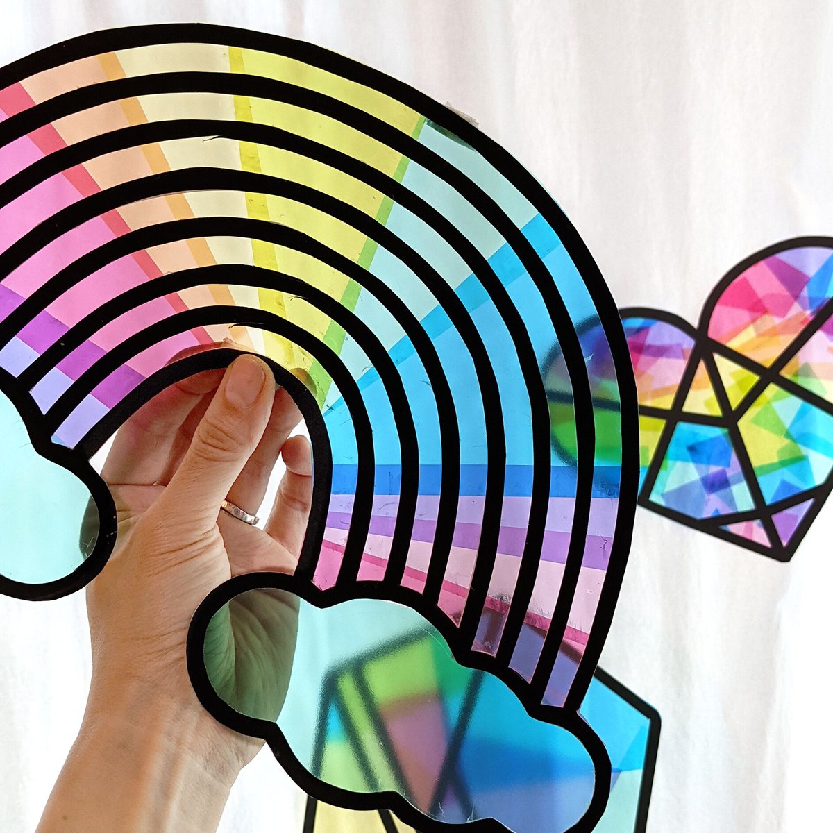 ステンドグラス　S.Rainbow ルイスCティファニー ステンドグラス Rainbow 虹 グラスマスターズ社