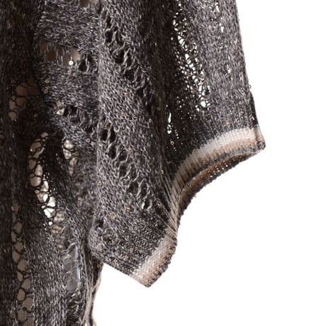 ブルネロクチネリ Brunello Cucinelli 半袖丸襟セーター 麻混合 グレー