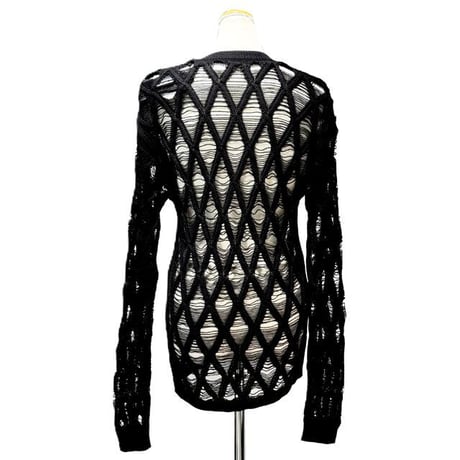 アンドゥムルメステール ann demeulemeester カルロスダイヤモンドカットセーター コットンウール ブラック 正規取扱