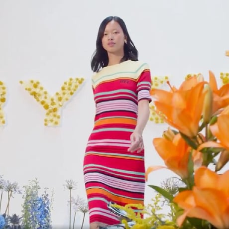 ソニアリキエル SONIA RYKIEL 半袖ボーダーワンピース リブジャージーニット マルチミックス