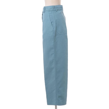 アスペジ ASPESI ハイウエストパンツ コットンリネン シアンブルー