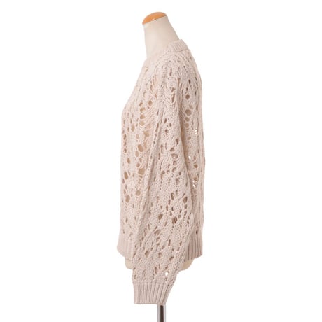 ブルネロクチネリ Brunello Cucinelli ざっくり透かし編みセーター コットン アイボリー