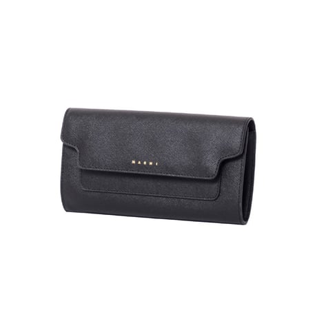 マルニ Marni フラップ付き長財布 サフィアノーレザー ブラック