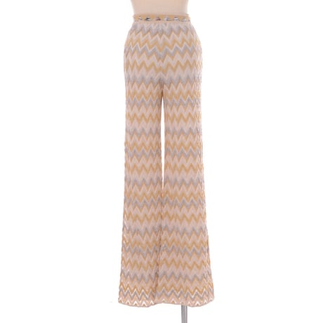 ミッソーニ Missoni 織柄パンツ コットンニット ベージュイエロー