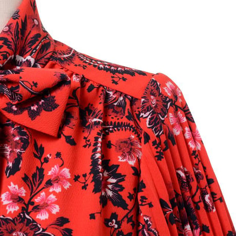 アーデム ERDEM リボンタイブラウス クレープ レッドプリント