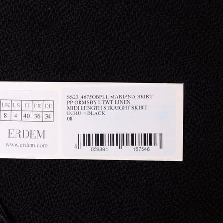 アーデム ERDEM パッチワークタイトスカート リネン ベージュブラック