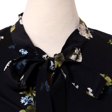 アーデム ERDEM 長袖ワンピース レーヨンジャージー ブラックプリント