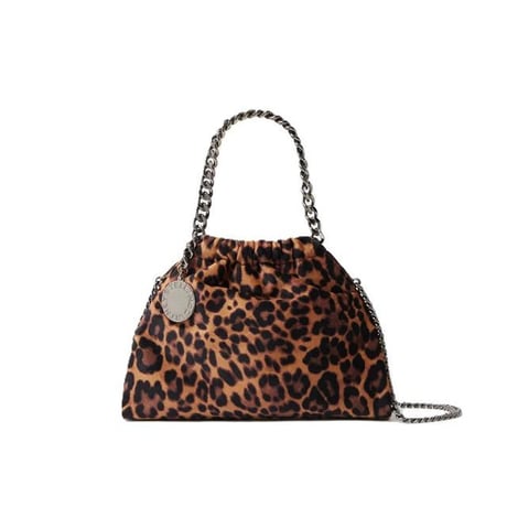 ステラマッカートニー stella mccartney ファラベラミニドローストリングバッグ ベルベッド素材 レオパード 正規取扱