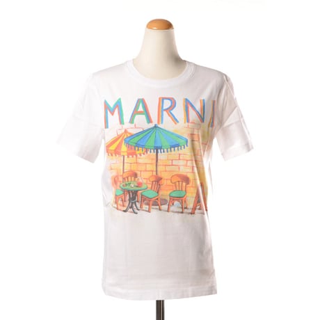 マルニ Marni bar ポストカードプリントTシャツ コットン ホワイト 正規取扱
