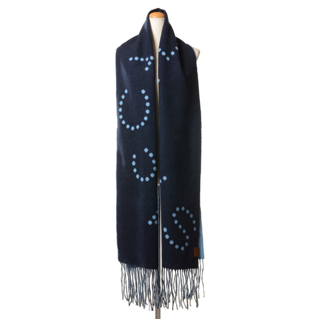 ステラマッカートニー stella mccartney ロゴスカーフ ウール ネイビー