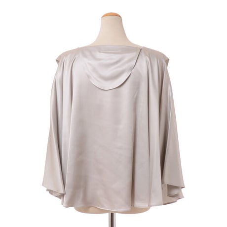 エムエムシックス メゾンマルジェラ MM6 MAISON MARGIELA Ｖネックブラウス サテン ライトグレー