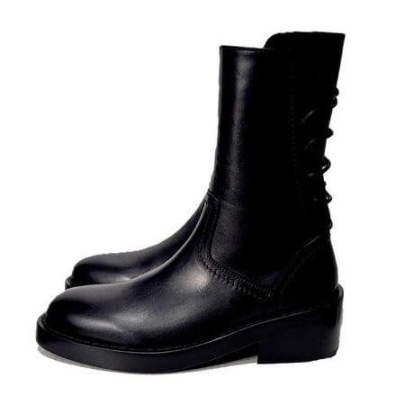 アンドゥムルメステール ann demeulemeester 後ろレースアップブーツ レディース レザー ブラック 正規取扱