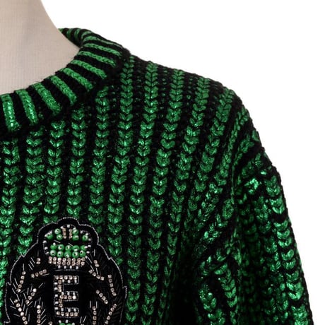 エルマノシェルビーノ ermanno scervino ダブルジッパーニットブルゾン アクリルなど エメラルドグリーン