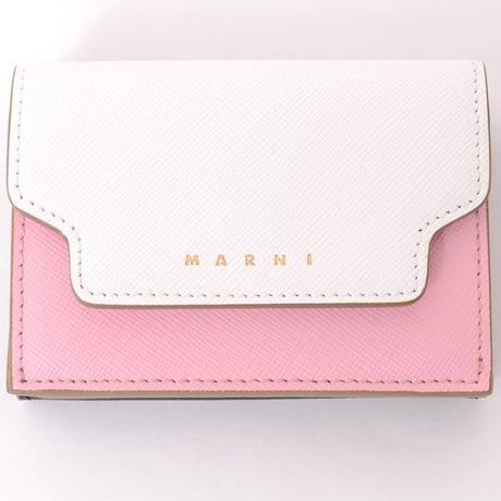 マルニ Marni 三つ折り財布 サフィアーノレザー リリィブラックキャンディ