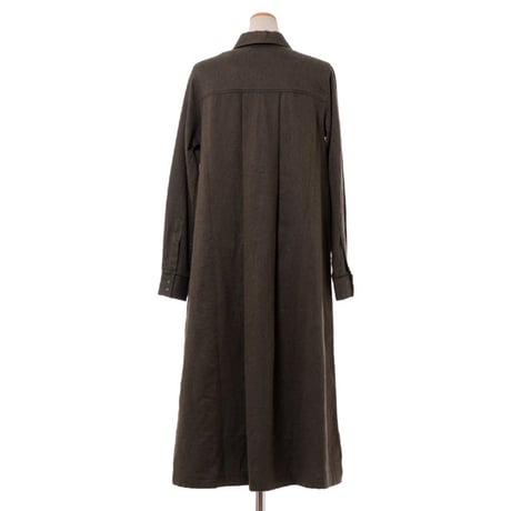 バンフォード bamford ロングシャツワンピース コットンネル ダークグリーン