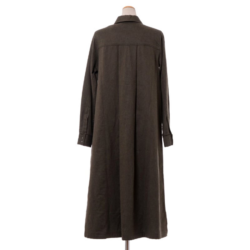 バンフォード bamford ロングシャツワンピース コットンネル ダーク 