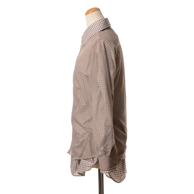 【Maison Margiela】マルジェラ シャツ ベージュ グレー襟 メゾン マルジェラ Maison Margiela レイヤーシャツ コットンなど