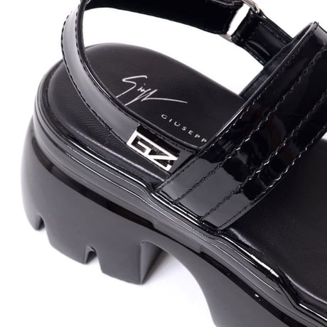 ジュゼッペザノッティ GIUSEPPE ZANOTTI 上げ底サンダル エナメルレザー ブラック