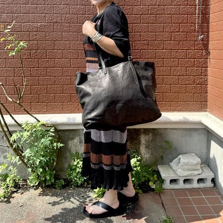 アンドゥムルメステール ann demeulemeester トートバッグ ヴィンテージレザー ブラック 正規取扱