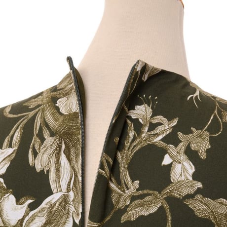 アーデム ERDEM ノースリーブドレス コットン カーキプリント